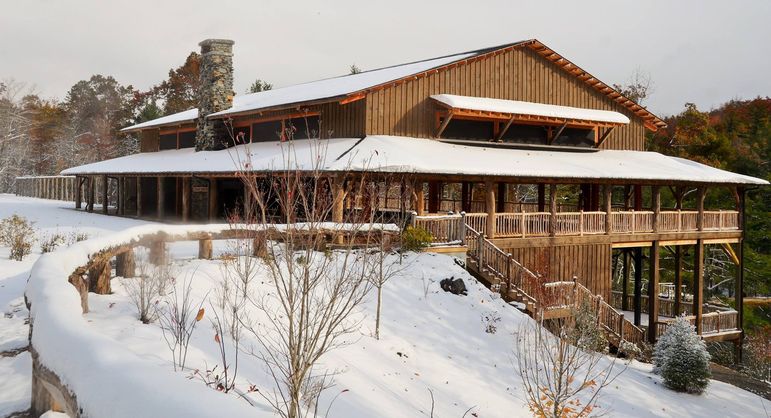 Several inches of snow sit on Falling Creek’s McGrady Family Gym.
