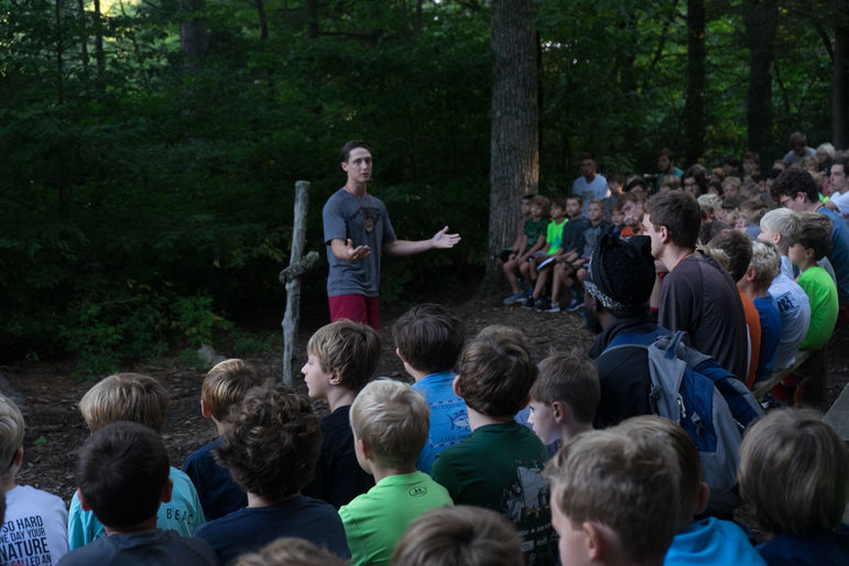 Sam starting off a day at camp by leading one of our Morning Watch sessions