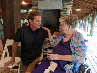 Gordon Strayhorn (FCC Program Director in mid 1980s and now Director of Camp Illahee) reconnecting with Sarah Bailes (FCC Secratary 1970s-80s)