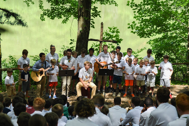 Our camp band leading the songs during Church