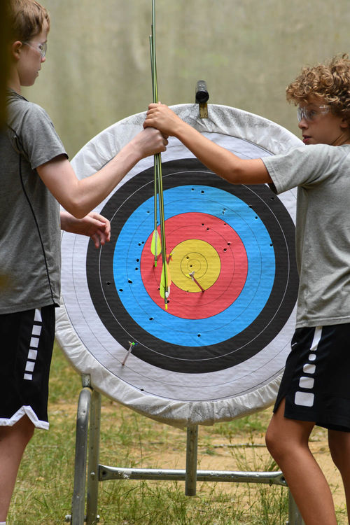 Playing ‘horse’ for points at the archery range