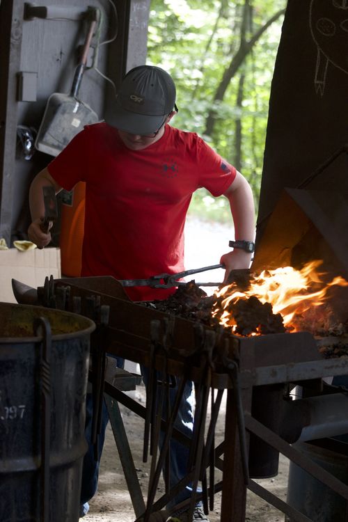 Paul practicing at the forge for the first time today