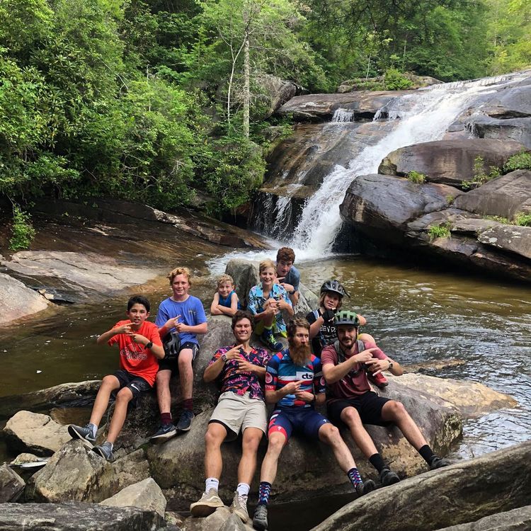 Shocktaw! Cooling off in a Dupont waterfall after a bike ride