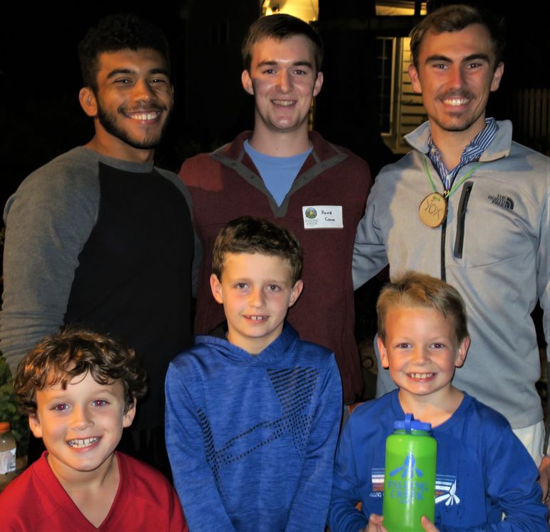 It’s always a real treat when some of the famous Falling Creek Camp staff take time out of their busy college schedules to come join us for the evening. (l to r) Chris Ocana, David Cowan, and Tom Yoxsimer.