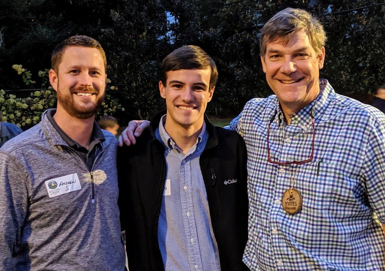 Yates was so happy to reconnect with Andrew Smith (left), who will be returning for his 12th summer at FCC during Main camp in 2020. Andrew is a PA in Greenville. Tom Feingold (middle), a previous FCC camper, and 10-year FCC veteran with his family attending while his father served as the camp physician for a week. Tom and his sister are Juniors at nearby Furman University.