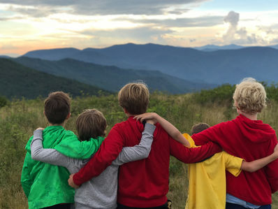Campers enjoying the blue ridge mountain view.