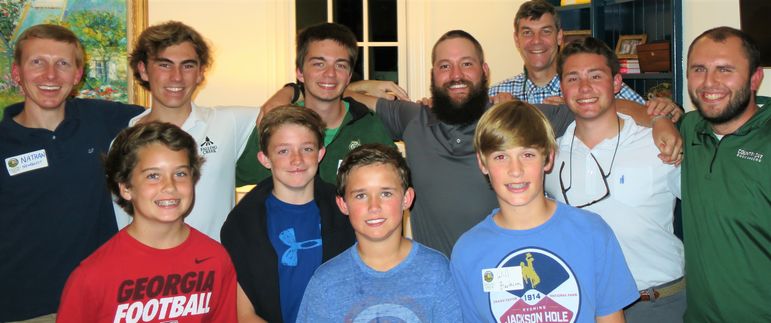 (l to r) front row - Owen B., Brent B., Issac B., Will B., back row - Nathan Newquist, Tom Yoxsimer, Andrew Josupait, Kyle Jeffries, Yates Pharr, Hayden Vick, and Mike Nuckles.