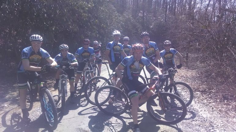 The Crosstown Velo Racing team trained at Falling Creek Sunday on the trails around camp.