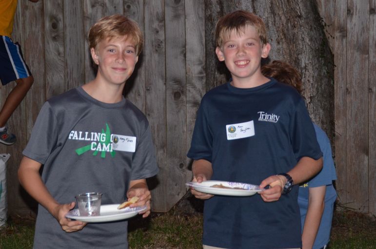 Henry and Mann enjoying pizza and some of that famous Cheerwine together.