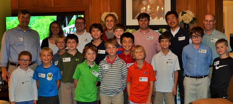 Group shot of the returning campers, boys who came to learn about FCC, alumni, staff, and dads who have attended Father/Son Weekend.