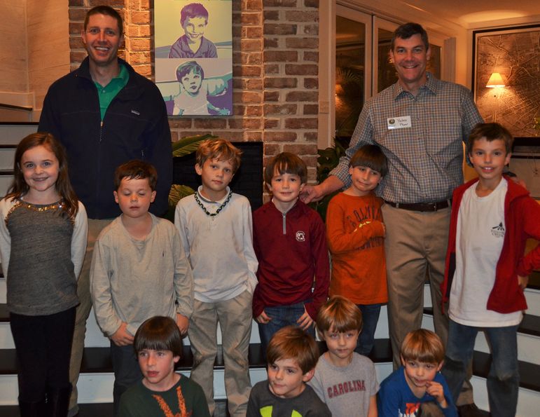 Returning campers and boys who came to learn more about Falling Creek joined Blair Hines and Yates in this group photo. Blair, currently an oral surgeon for the Navy, is originally from Raleigh, NC. He was in Yates’ cabin back in the late 80’s. Blair was also a top kayaker at FCC as a camper and counselor. Now Blair and Tracy’s two boys will be coming to FCC this summer to follow in Blair’s footsteps.
