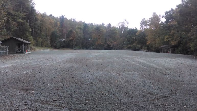 View of the newly laser graded ball field at Falling Creek Camp from the edge of the Iroquois Tribal area.