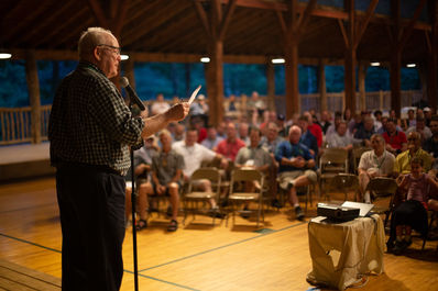 Phil Walker sharing the highlights of camp from the founding year through the 70s