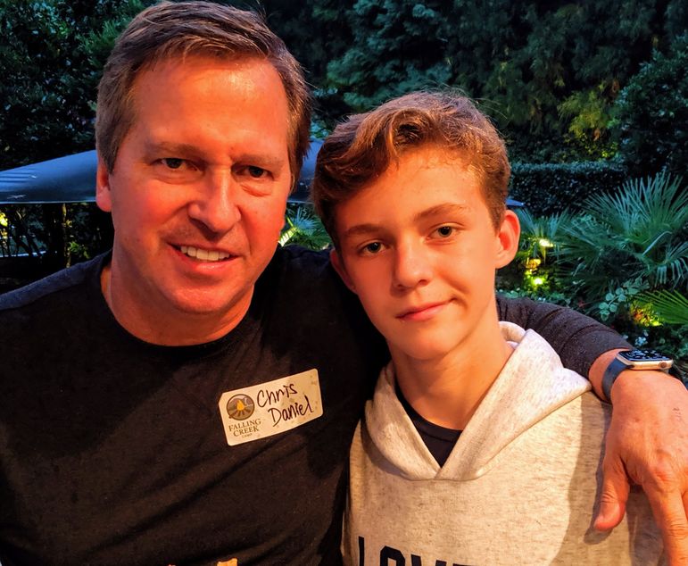 Chris Daniel and his son, who will be returning to FCC in 2020 for his 7th summer.
