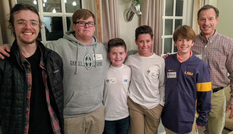 Croft, Larry, Jack, CJ, Avery, and Frank enjoy the opportunity to reconnect. Larry and Avey, both long time FCC campers from New Orleans, attend nearby Christ School, and came to see everyone tonight. Croft is a Sophomore at nearby Brevard College and Jack and his parents hosted us in their home tonight.