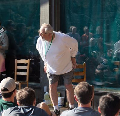 Steve Rogers performing his famous