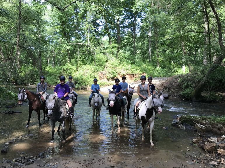 The crew on the first horseback overnight of the session
