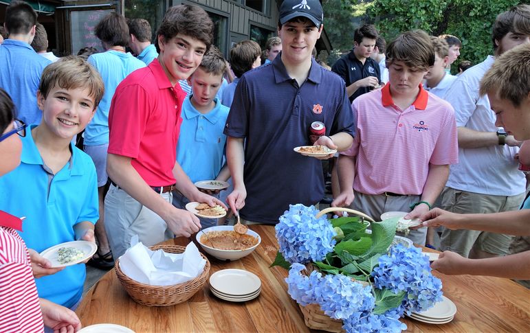 Enjoying appetizers at 5 Year Dinner