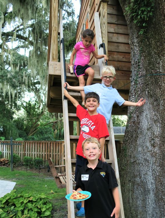 The boys (and girls) really enjoyed playing in the Rachel’s tree house.
