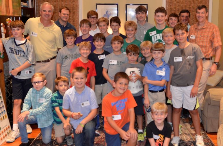 Justin Schmidt, standing to the left of Yates on the far right of the back row, was on staff at Falling Creek in summer of 1989 with Marisa, Yates, and Goody. His son Calder, who is standing to the left of Justin, will be returning to main camp for his 9th summer at camp!