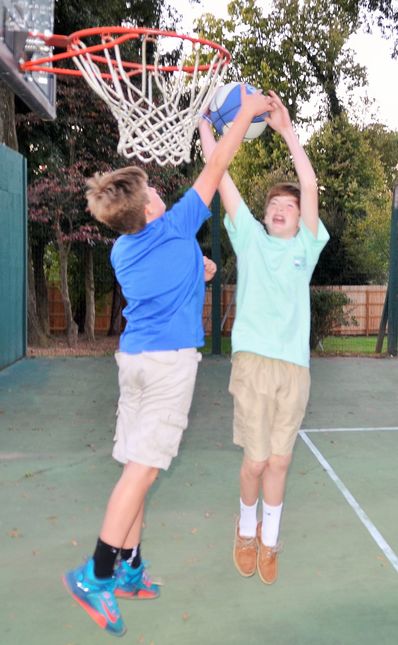 There were also some pick-up basketball games going on