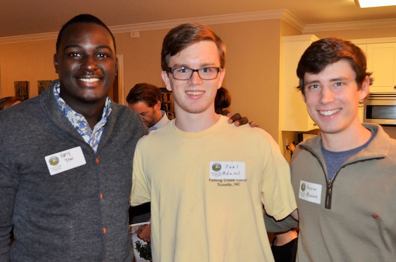 There were some true veteran Falling Creeker’s who came tonight. (l to r) Iroquois Tribal Leader Harry Titus, 9-year camper Joel Adams, and Cherokee Tribal Leader Andrew Maddox. Harry came from Coastal Carolina University where he is a senior. Joel is in 11th grade now and has applied to be a CIT (Counselor-In-Training) for the upcoming 2016 summer. Andrew Maddox recently graduated from Clemson Univerity and plans to go to grad school to become a physical therapist. 3 amazing people indeed!