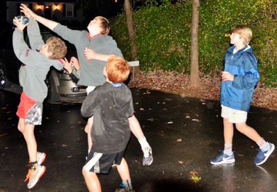 Another group of boys enjoyed playing some ball before the movie