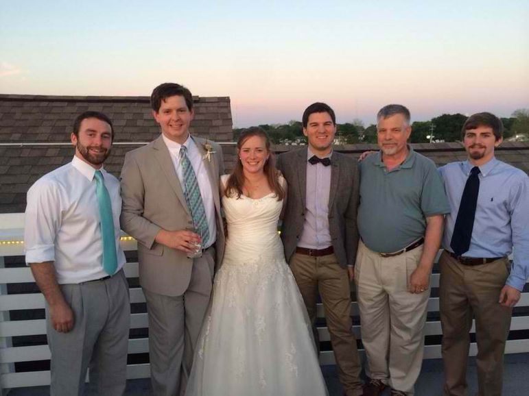 Falling Creek Camp staff attending the wedding - (l to r) Tommy Carroll, Max, Alli, Robert Eshleman, Jim Kurtts, Elan Mengelberg