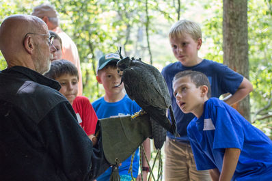 Steve Longenecker giving a Birds of Prey presentation at Falling Creek Camp.